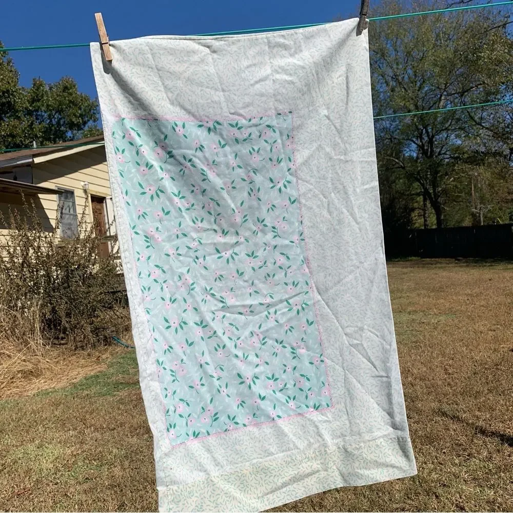 Vintage Ditsy Floral Pastel Colorblock Standard Size Pillowcase